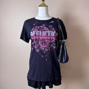 Black and Pink Affliction Distressed Graphic Tee Alt Grunge Indie Sleaze Emo